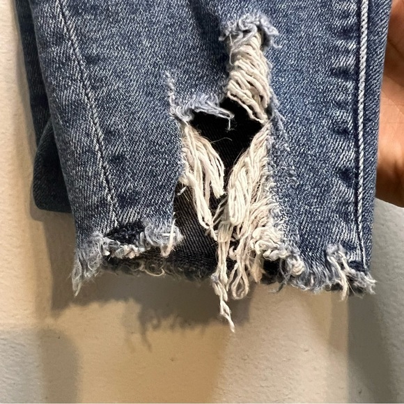 AF Jeans Womens 28 Blue High Rise Super Skinny Ankle Distressed Button Fly Short - Picture 5 of 10